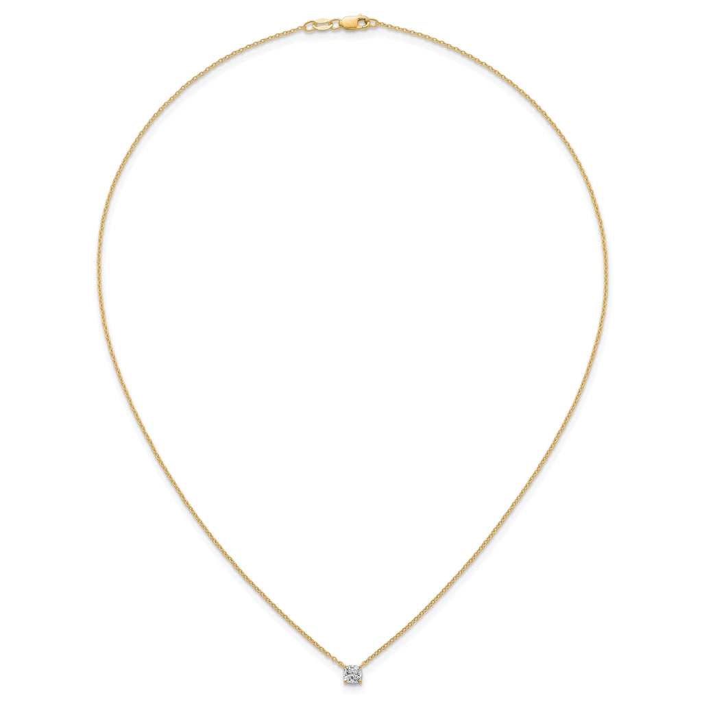 14k 1/2 carat Lab Grown Diamond VS/SI+ G+ Cushion Complete 18 inch Four Prong Pendant Necklace