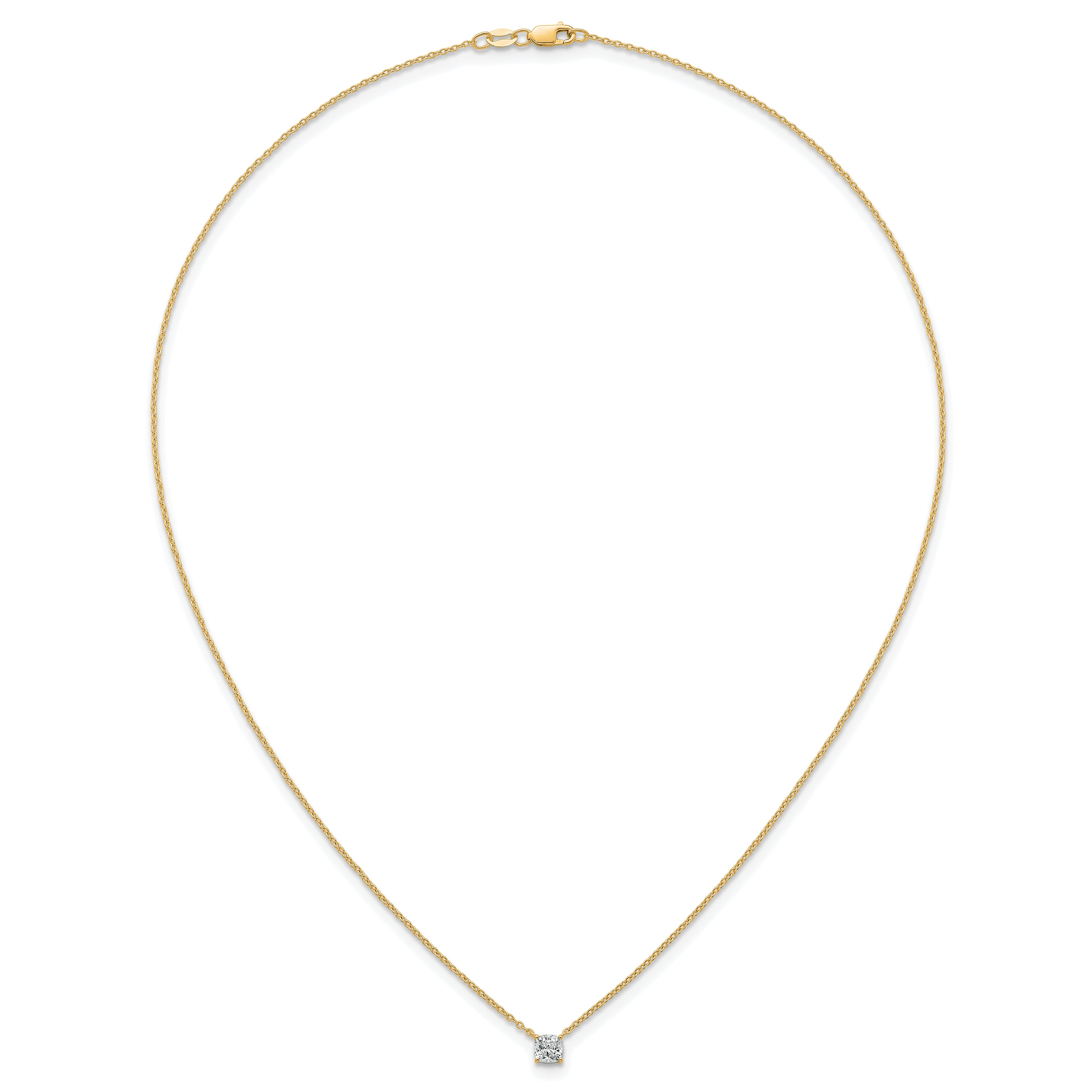 14k 1/2 carat Lab Grown Diamond VS/SI+ G+ Cushion Complete 18 inch Four Prong Pendant Necklace