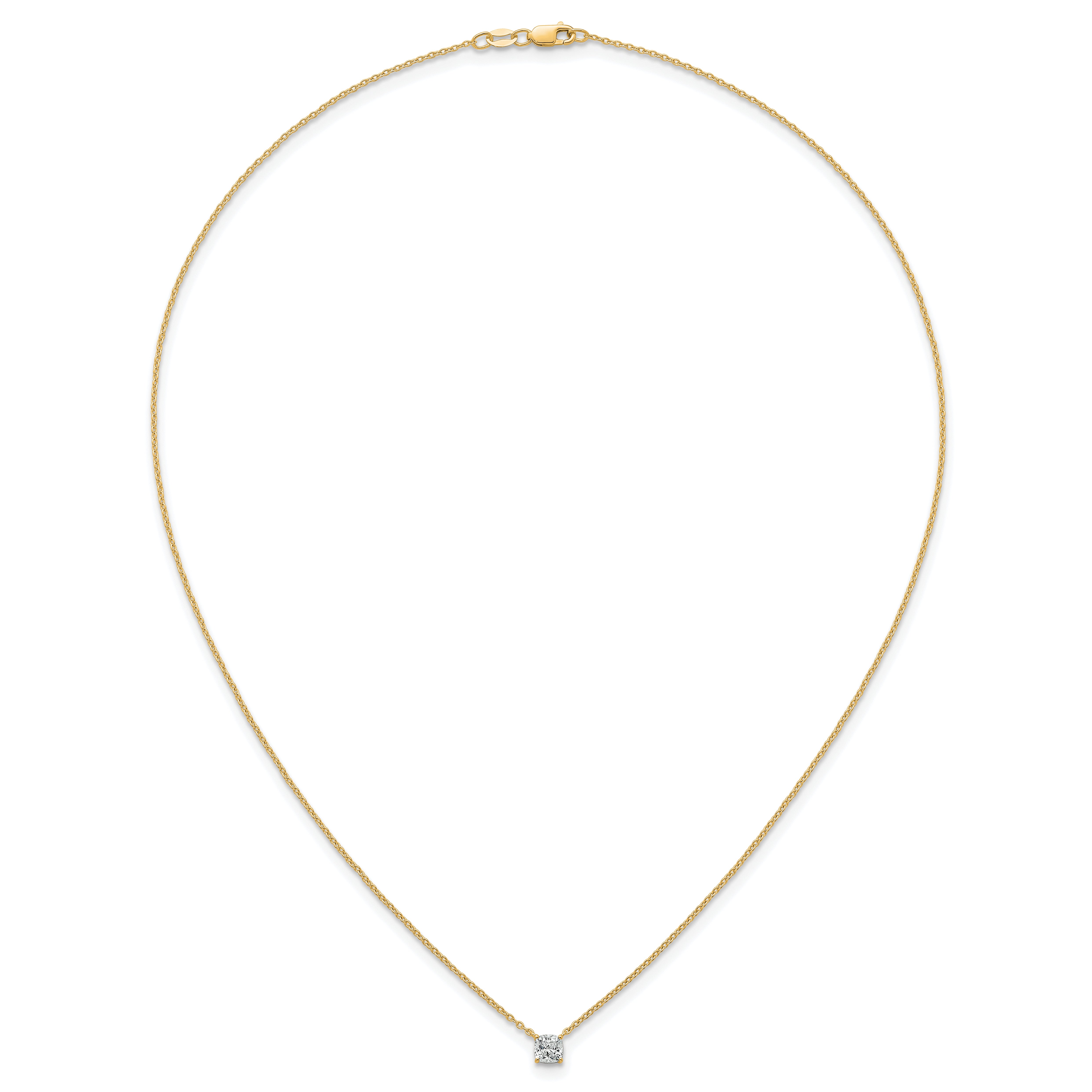 14k 1/2 carat Lab Grown Diamond VS/SI+ G+ Cushion Complete 18 inch Four Prong Pendant Necklace