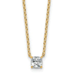 14k 1/2 carat Lab Grown Diamond VS/SI+ G+ Cushion Complete 18 inch Four Prong Pendant Necklace