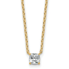 14k 1/2 carat Lab Grown Diamond VS/SI+ G+ Cushion Complete 18 inch Four Prong Pendant Necklace