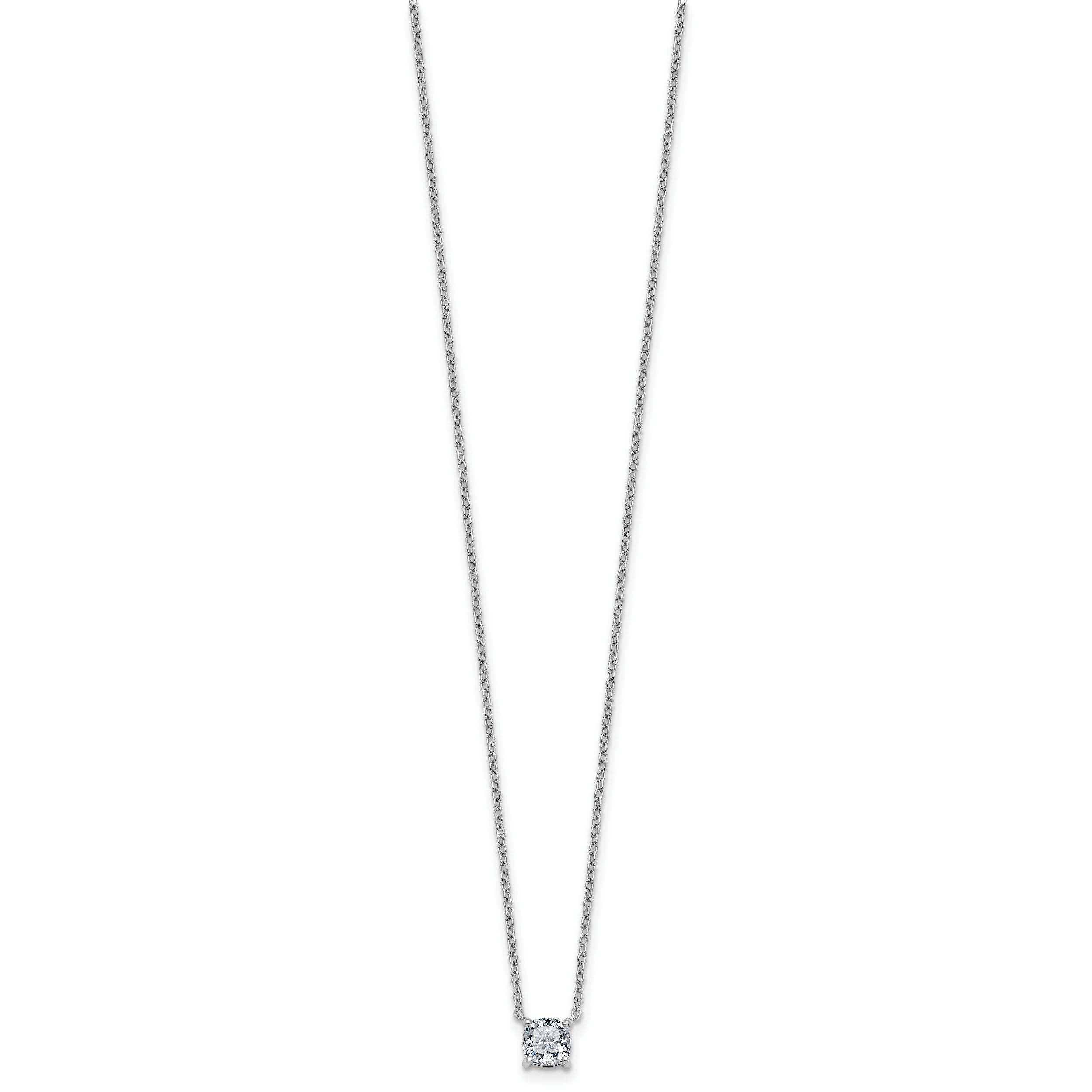 14k White Gold 3/4 carat Lab Grown Diamond VS+ F+ Cushion Complete 18 inch Four Prong Pendant Necklace