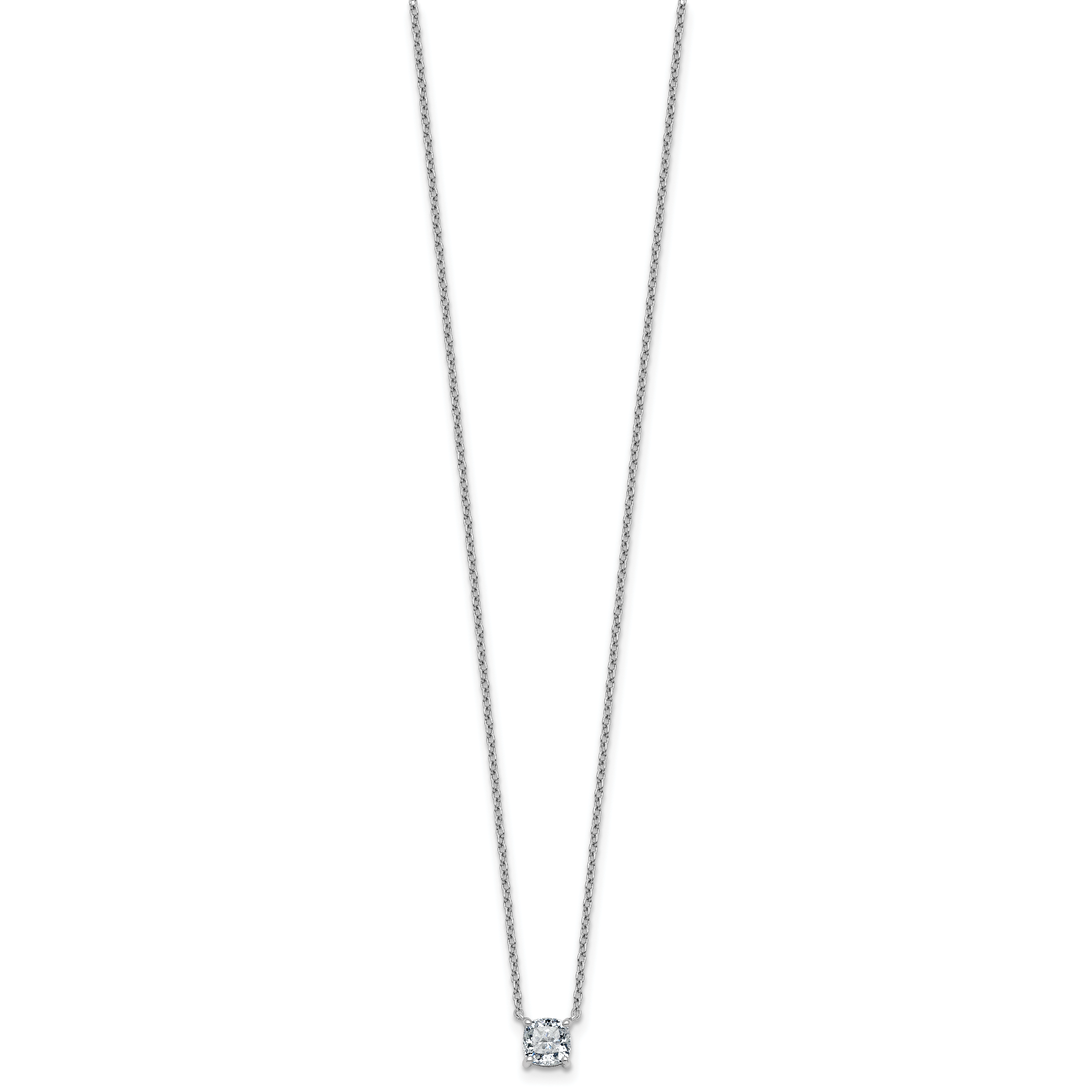 14k White Gold 3/4 carat Lab Grown Diamond VS+ F+ Cushion Complete 18 inch Four Prong Pendant Necklace Secondary image