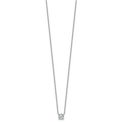 14k White Gold 3/4 carat Lab Grown Diamond VS+ F+ Cushion Complete 18 inch Four Prong Pendant Necklace