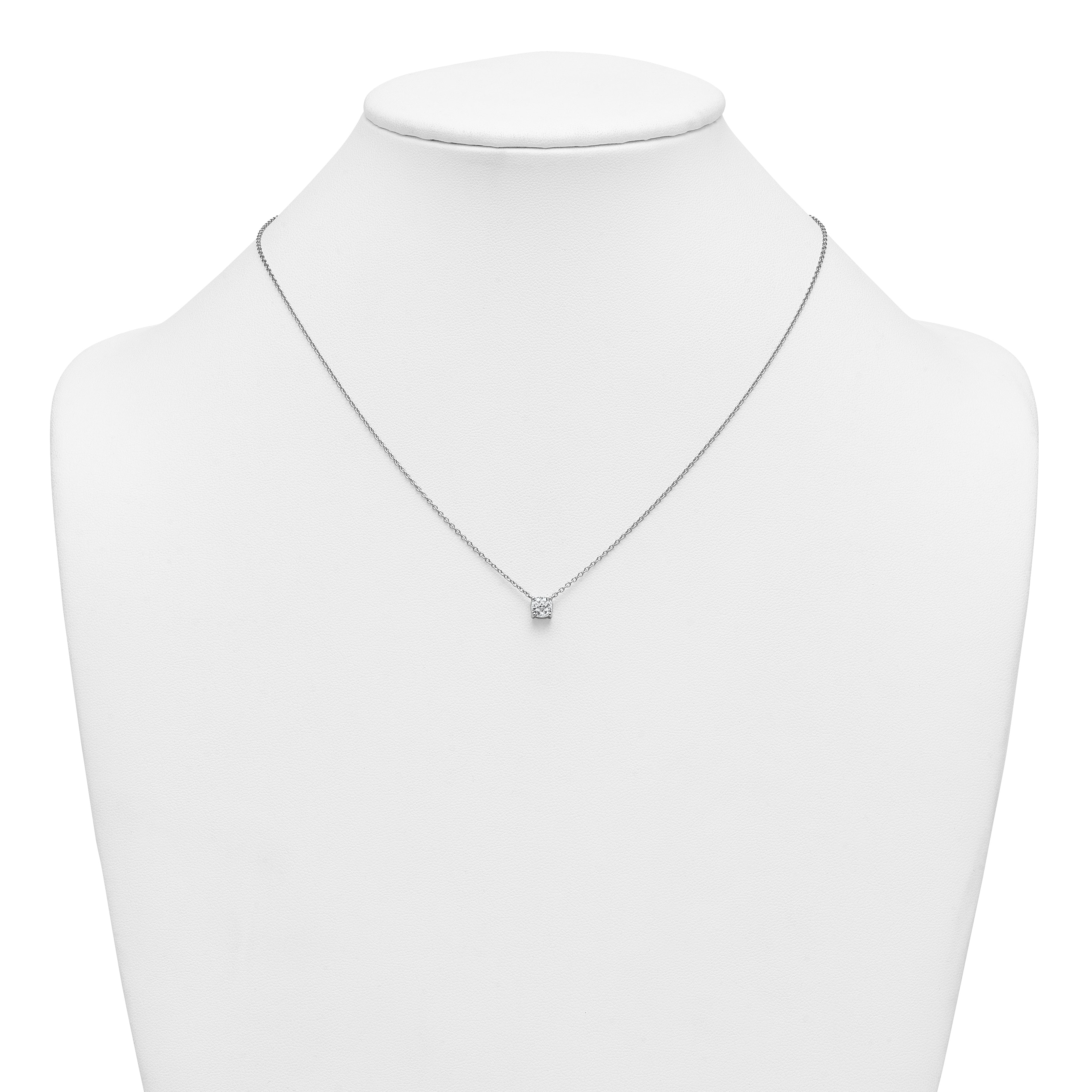 14k White Gold 3/4 carat Lab Grown Diamond VS+ F+ Cushion Complete 18 inch Four Prong Pendant Necklace
