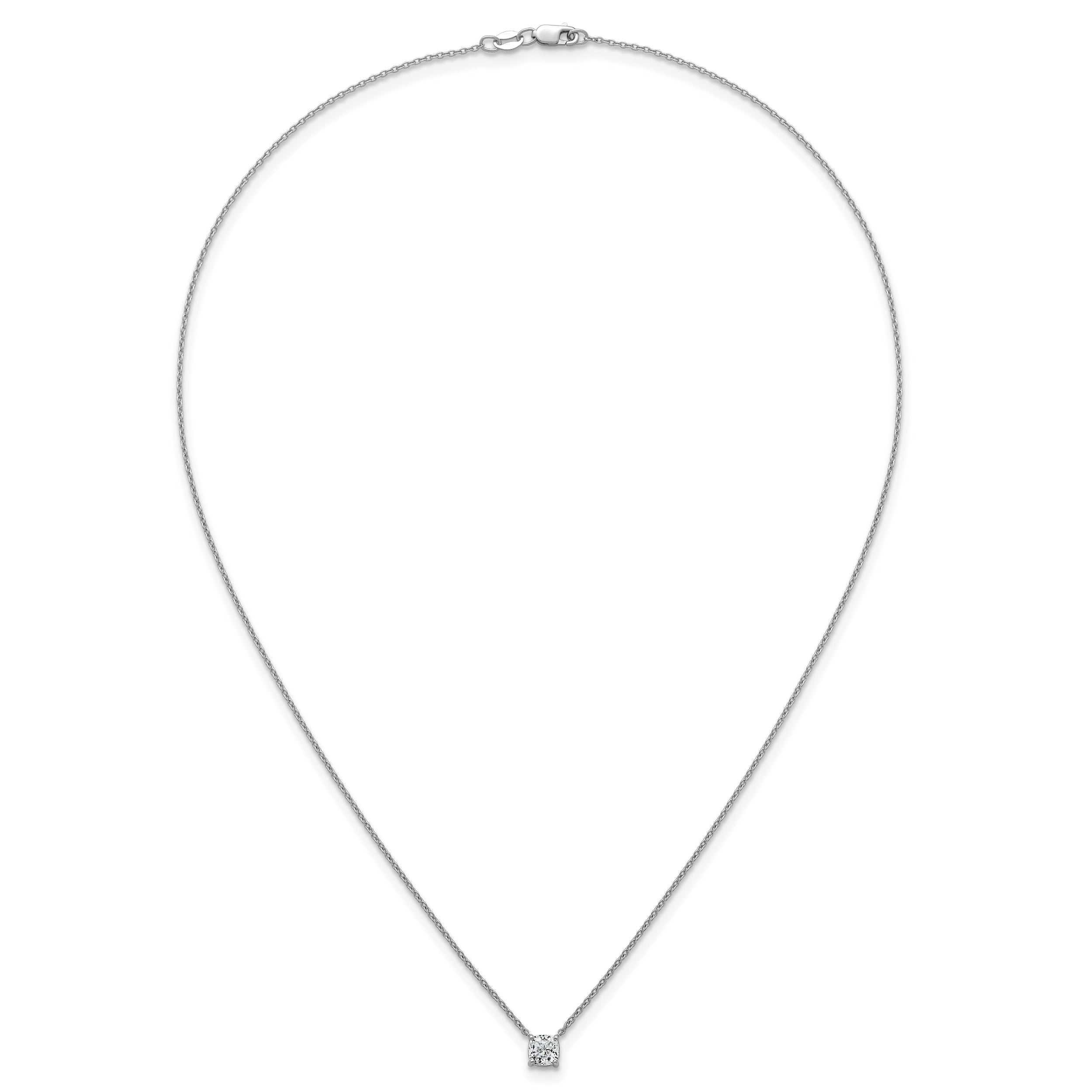 14k White Gold 3/4 carat Lab Grown Diamond VS+ F+ Cushion Complete 18 inch Four Prong Pendant Necklace