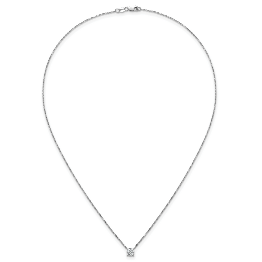 14k White Gold 3/4 carat Lab Grown Diamond VS+ F+ Cushion Complete 18 inch Four Prong Pendant Necklace