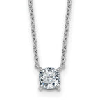14k White Gold 3/4 carat Lab Grown Diamond VS+ F+ Cushion Complete 18 inch Four Prong Pendant Necklace