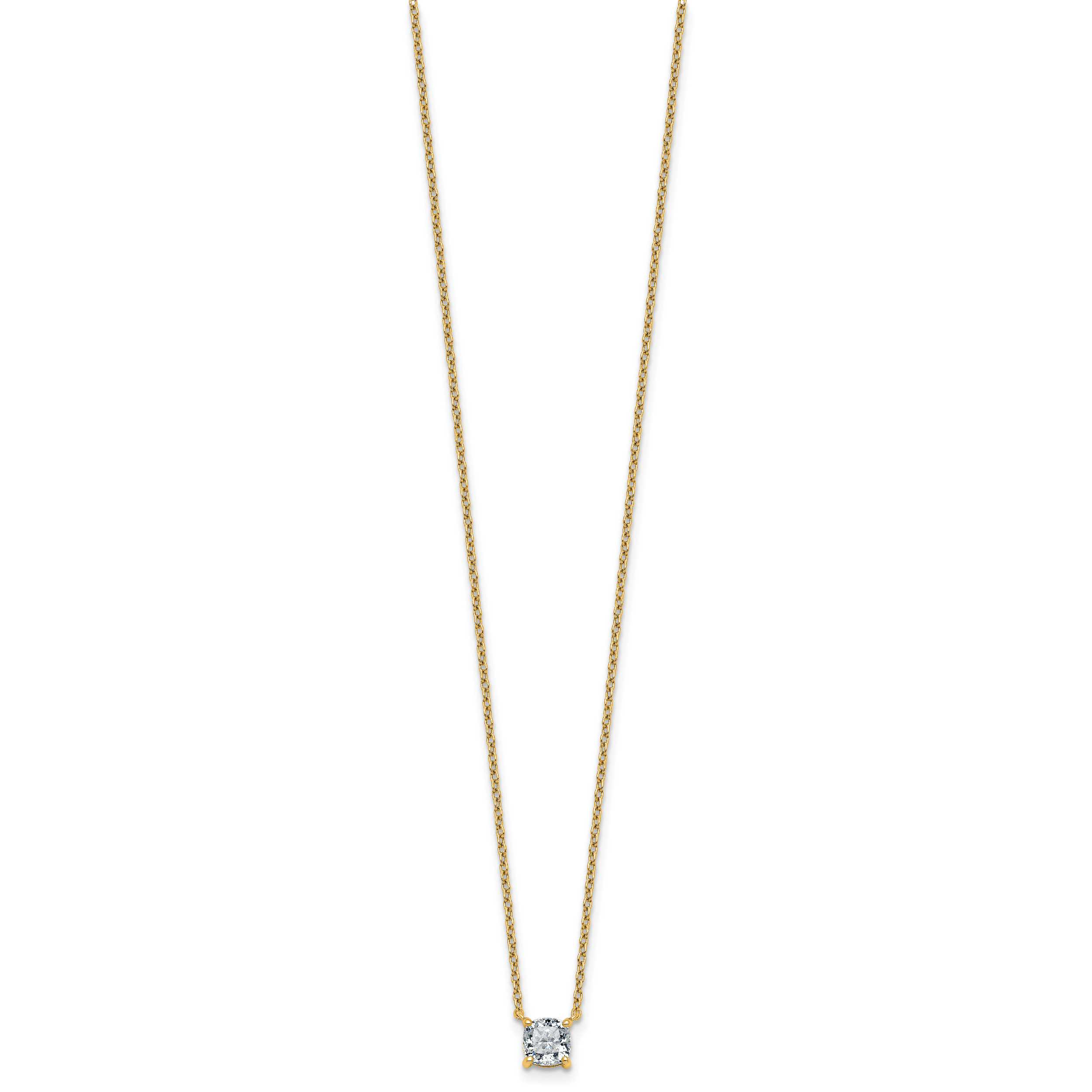 14k 3/4 carat Lab Grown Diamond VS+ F+ Cushion Complete 18 inch Four Prong Pendant Necklace Secondary image