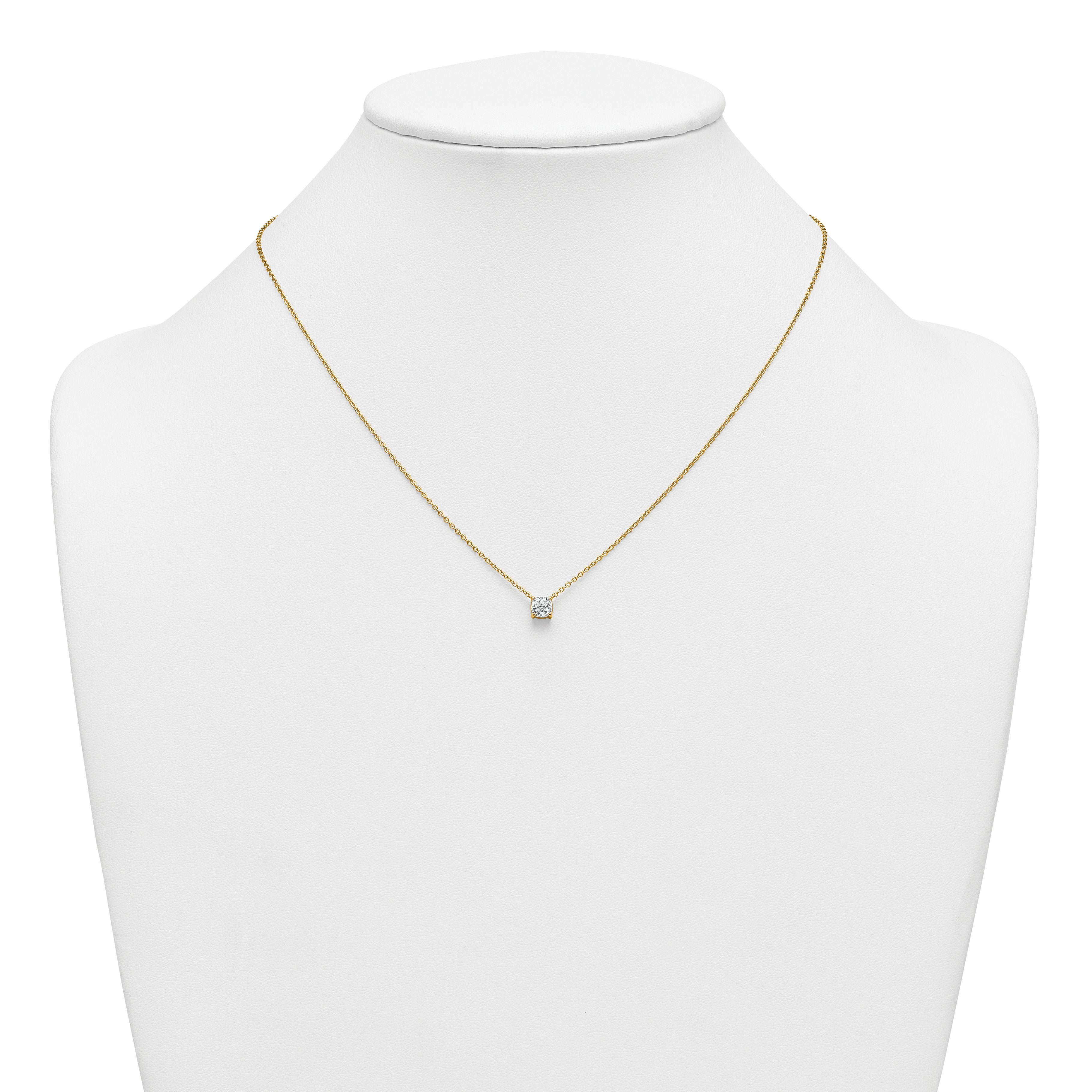 14k 3/4 carat Lab Grown Diamond VS+ F+ Cushion Complete 18 inch Four Prong Pendant Necklace