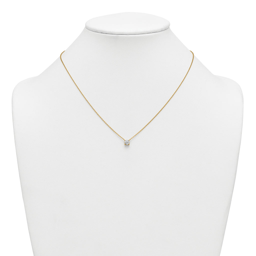 14k 3/4 carat Lab Grown Diamond VS+ F+ Cushion Complete 18 inch Four Prong Pendant Necklace