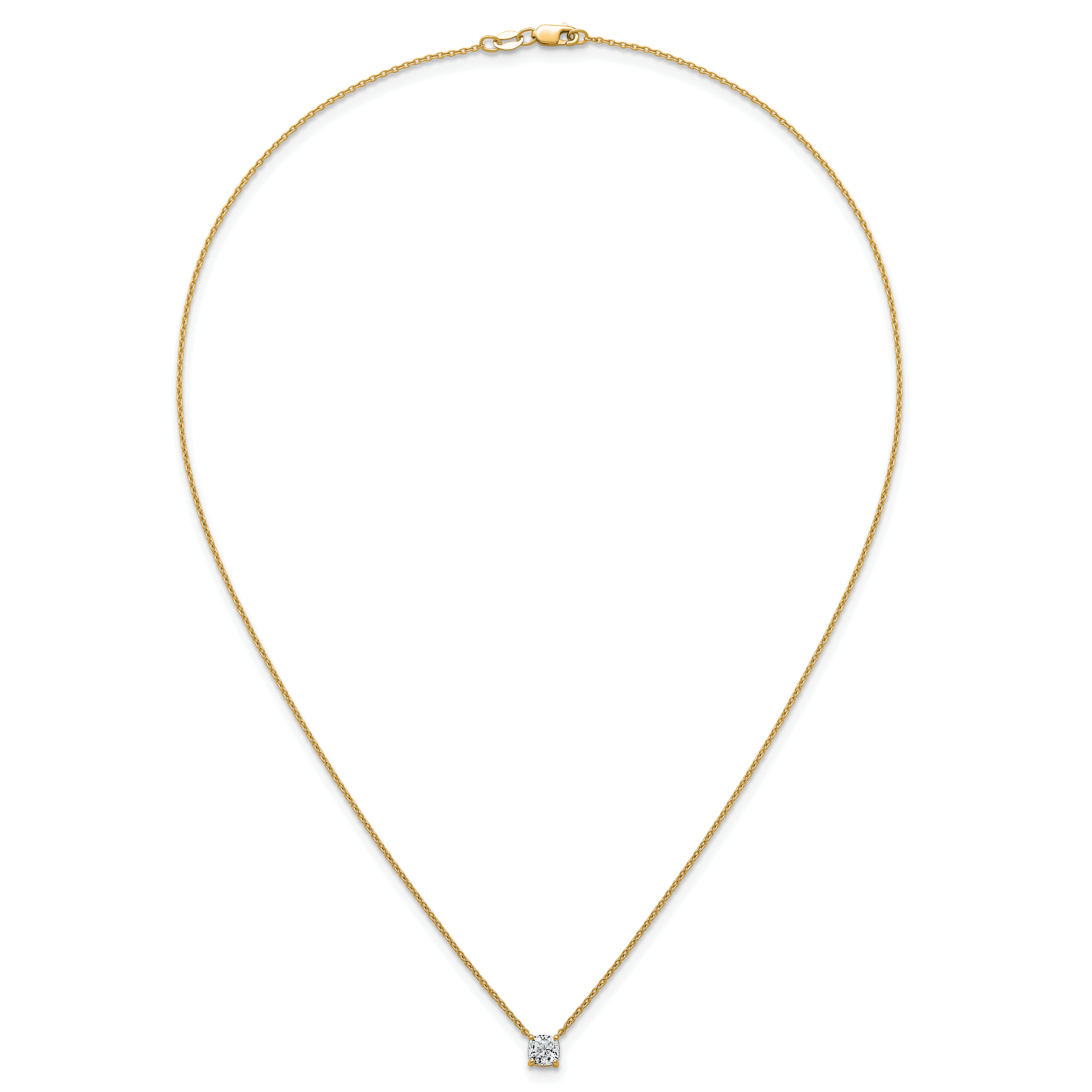 14k 3/4 carat Lab Grown Diamond VS+ F+ Cushion Complete 18 inch Four Prong Pendant Necklace