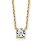14k 3/4 carat Lab Grown Diamond VS+ F+ Cushion Complete 18 inch Four Prong Pendant Necklace