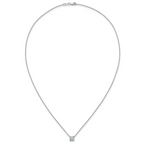 14k White Gold 1 carat Certified Lab Grown Diamond VS+ F+ Cushion Complete 18 inch Four Prong Pendant Necklace