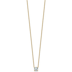 14k 1 carat Certified Lab Grown Diamond VS+ F+ Cushion Complete 18 inch Four Prong Pendant Necklace
