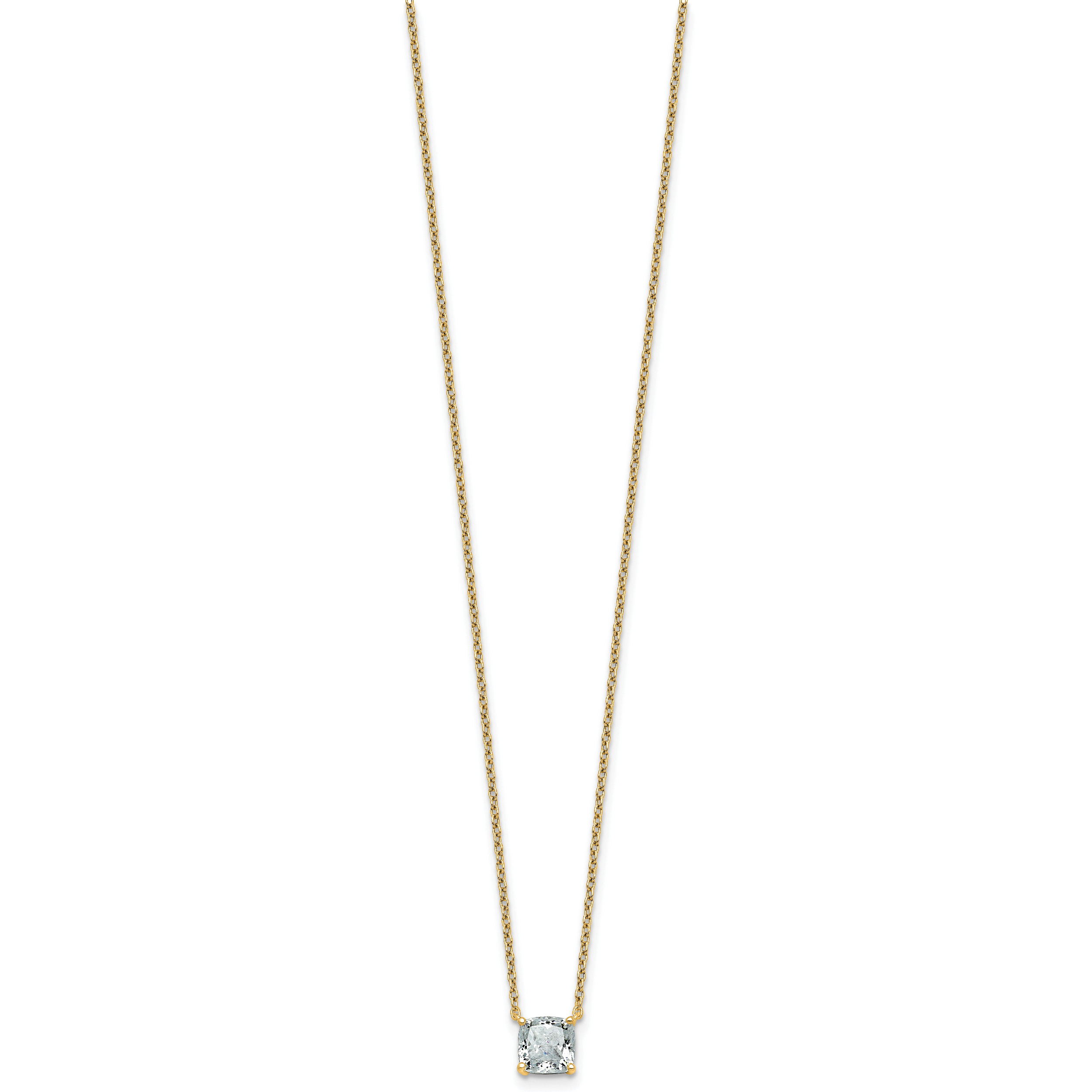 14k 1 carat Lab Grown Diamond VS+ F+ Cushion Complete 18 inch Four Prong Pendant Necklace