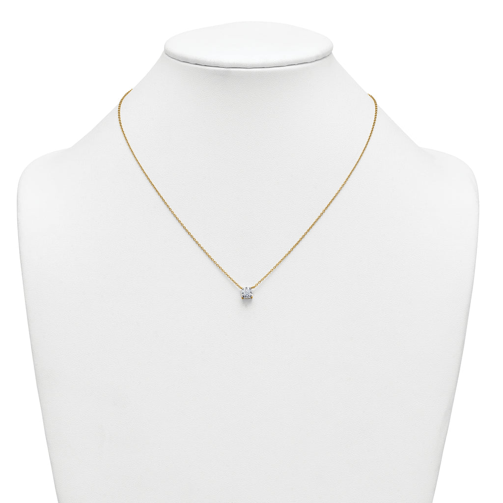 14k 1 carat Lab Grown Diamond VS+ F+ Cushion Complete 18 inch Four Prong Pendant Necklace