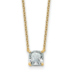 14k 1 carat Certified Lab Grown Diamond VS+ F+ Cushion Complete 18 inch Four Prong Pendant Necklace