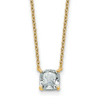 14k 1 carat Lab Grown Diamond VS+ F+ Cushion Complete 18 inch Four Prong Pendant Necklace