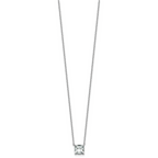 14k White Gold 1 1/2 carat Certified Lab Grown Diamond VS+ F+ Cushion Complete 18 inch Four Prong Pendant Necklace