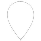 14k White Gold 1 1/2 carat Certified Lab Grown Diamond VS+ F+ Cushion Complete 18 inch Four Prong Pendant Necklace