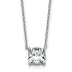 14k White Gold 1 1/2 carat Lab Grown Diamond VS+ F+ Cushion Complete 18 inch Four Prong Pendant Necklace