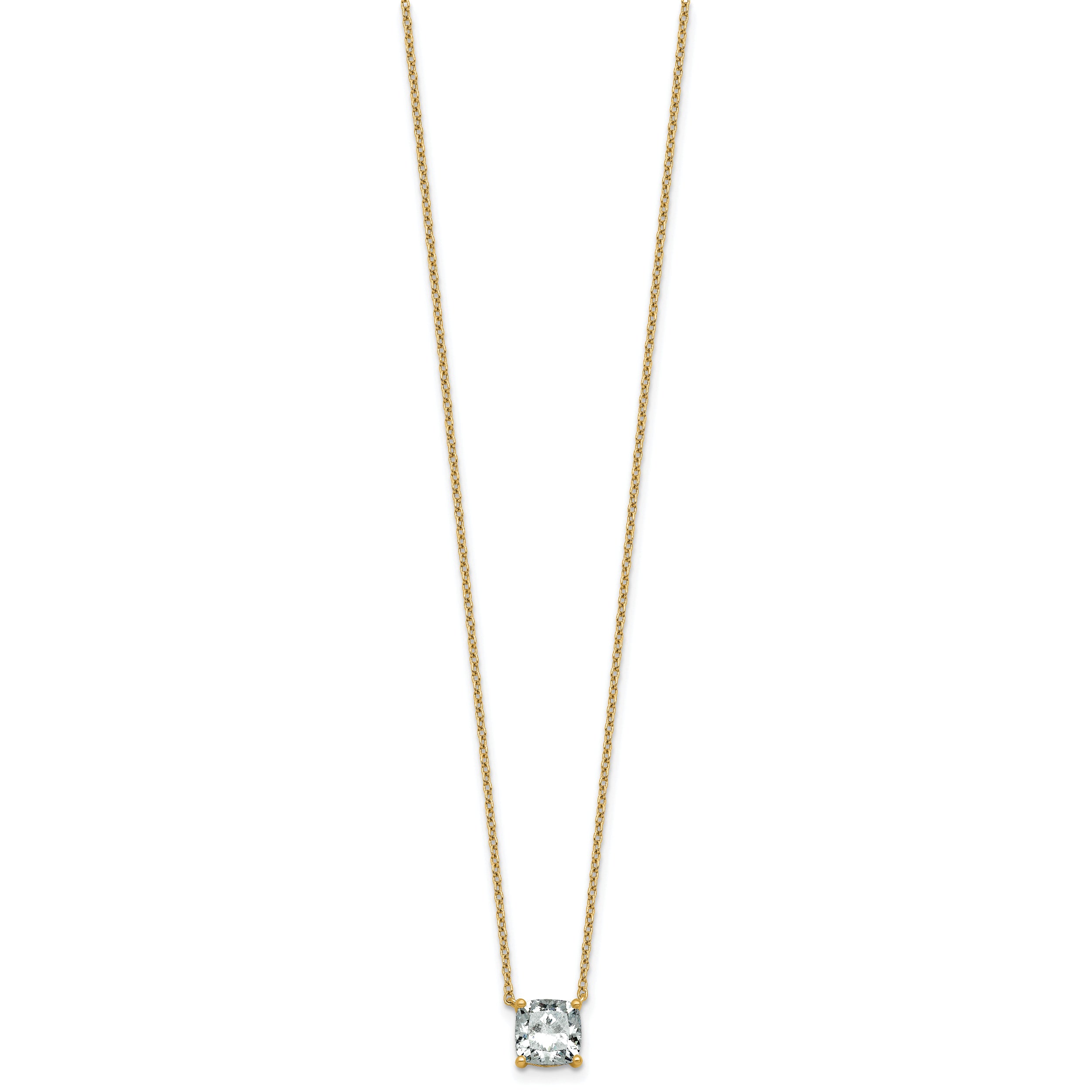 14k 1 1/2 carat Certified Lab Grown Diamond VS+ F+ Cushion Complete 18 inch Four Prong Pendant Necklace