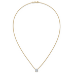 14k 1 1/2 carat Certified Lab Grown Diamond VS+ F+ Cushion Complete 18 inch Four Prong Pendant Necklace