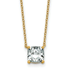 14k 1 1/2 carat Certified Lab Grown Diamond VS+ F+ Cushion Complete 18 inch Four Prong Pendant Necklace