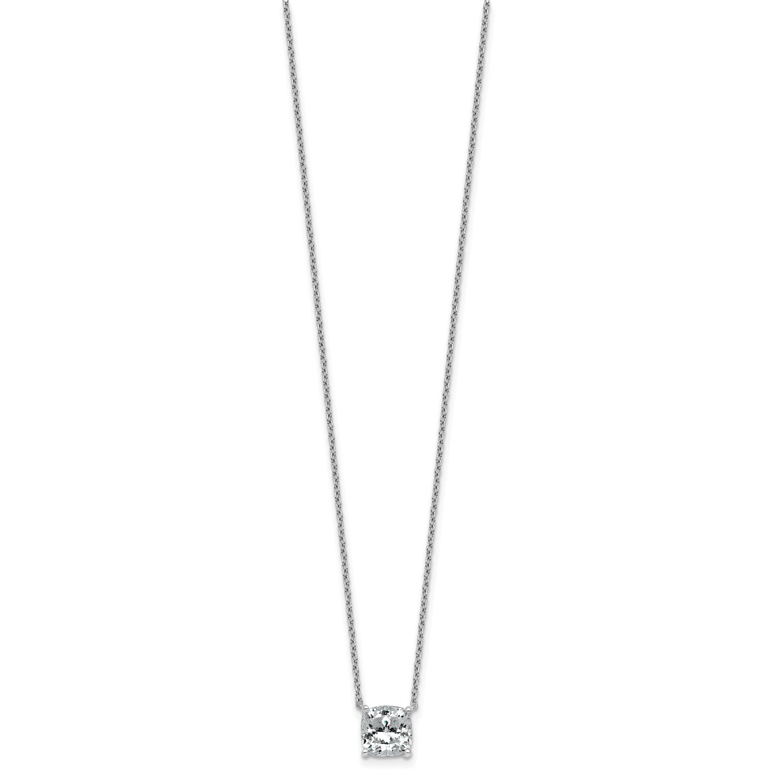 14k White Gold 2 carat Lab Grown Diamond VS+ F+ Cushion Complete 18 inch Four Prong Pendant Necklace