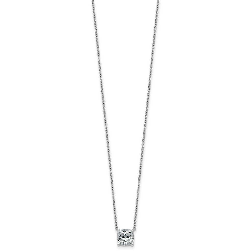14k White Gold 2 carat Lab Grown Diamond VS+ F+ Cushion Complete 18 inch Four Prong Pendant Necklace