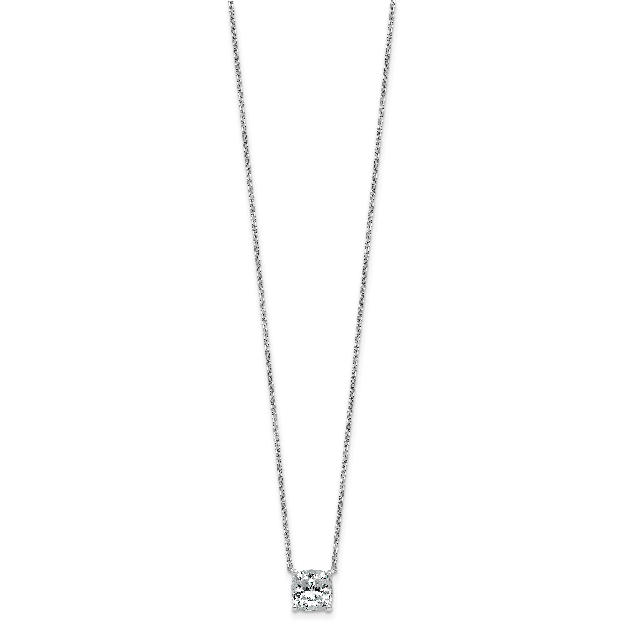 14k White Gold 2 carat Lab Grown Diamond VS+ F+ Cushion Complete 18 inch Four Prong Pendant Necklace