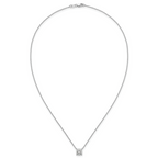 14k White Gold 2 carat Certified Lab Grown Diamond VS+ F+ Cushion Complete 18 inch Four Prong Pendant Necklace