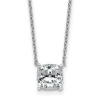 14k White Gold 2 carat Certified Lab Grown Diamond VS+ F+ Cushion Complete 18 inch Four Prong Pendant Necklace