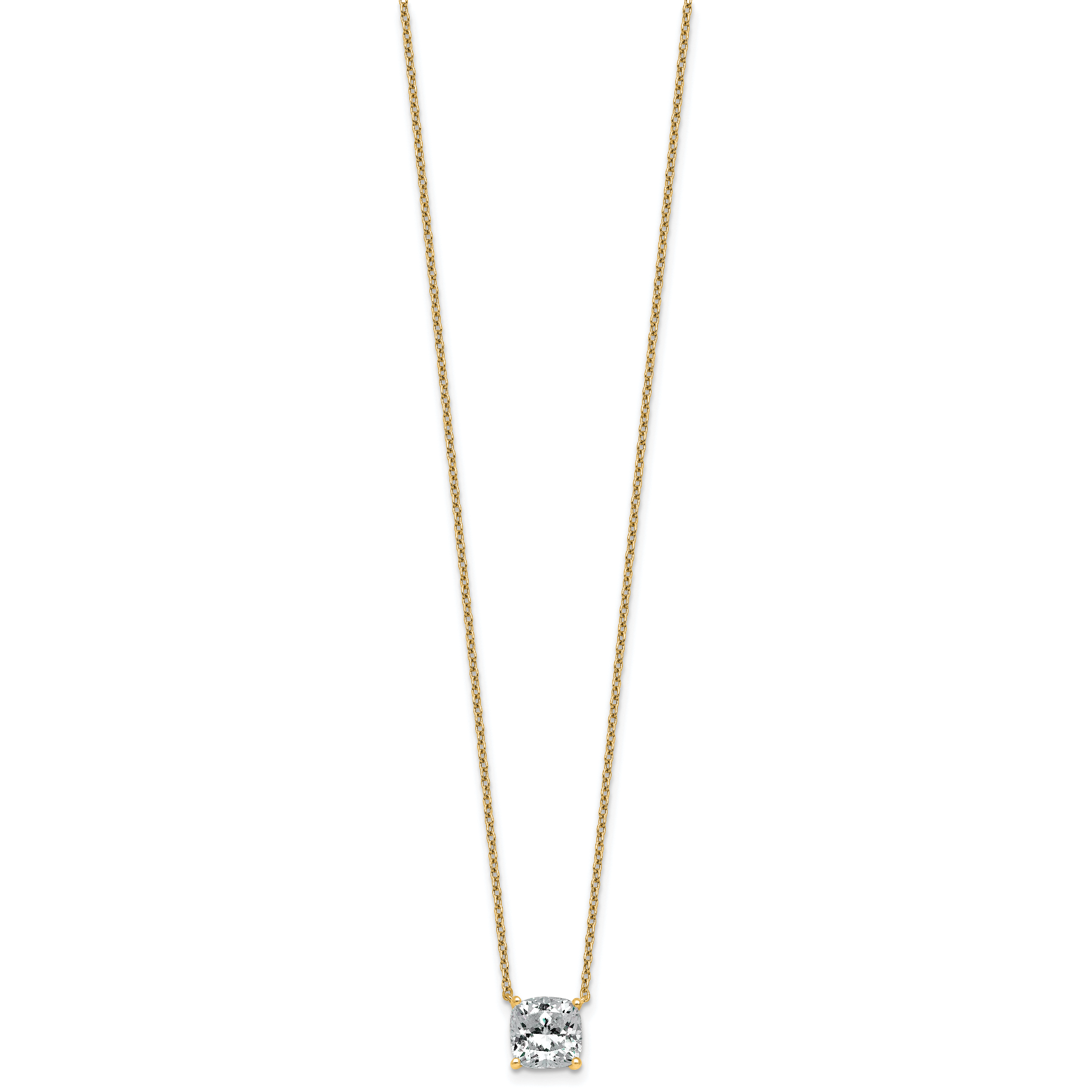 14k 2 carat Certified Lab Grown Diamond VS+ F+ Cushion Complete 18 inch Four Prong Pendant Necklace