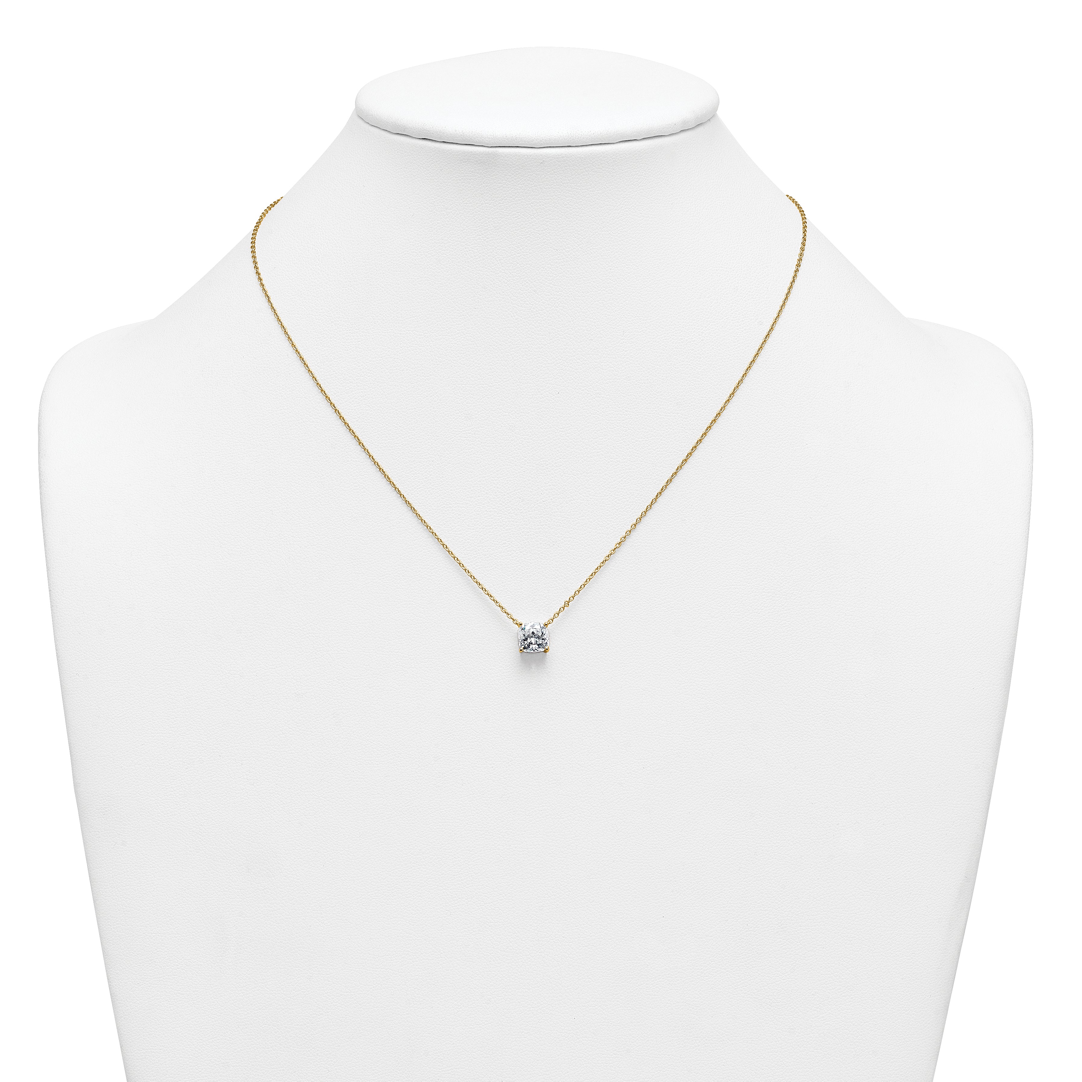 14k 2 carat Certified Lab Grown Diamond VS+ F+ Cushion Complete 18 inch Four Prong Pendant Necklace