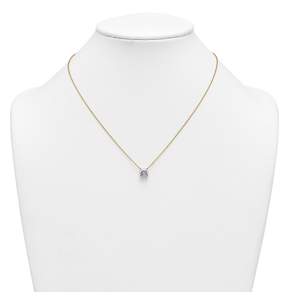 14k 2 carat Certified Lab Grown Diamond VS+ F+ Cushion Complete 18 inch Four Prong Pendant Necklace