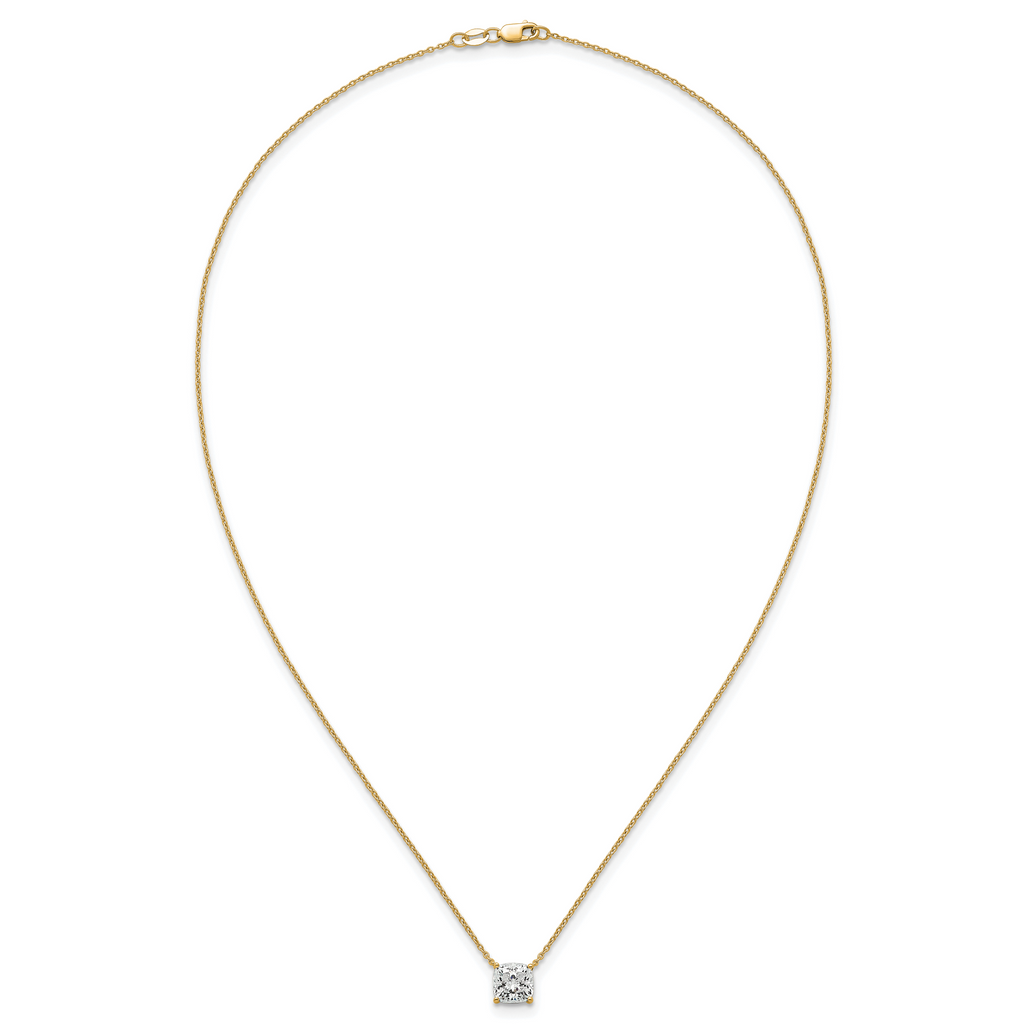 14k 2 carat Certified Lab Grown Diamond VS+ F+ Cushion Complete 18 inch Four Prong Pendant Necklace