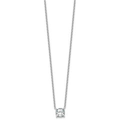 14k White Gold 2 1/2 carat Certified Lab Grown Diamond VS+ F+ Cushion Complete 18 inch Four Prong Pendant Necklace