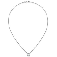 14k White Gold 2 1/2 carat Certified Lab Grown Diamond VS+ F+ Cushion Complete 18 inch Four Prong Pendant Necklace
