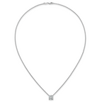 14k White Gold 2 1/2 carat Lab Grown Diamond VS+ F+ Cushion Complete 18 inch Four Prong Pendant Necklace