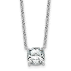 14k White Gold 2 1/2 carat Lab Grown Diamond VS+ F+ Cushion Complete 18 inch Four Prong Pendant Necklace