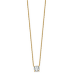 14k 2 1/2 carat Lab Grown Diamond VS+ F+ Cushion Complete 18 inch Four Prong Pendant Necklace