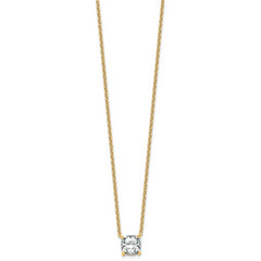 14k 2 1/2 carat Lab Grown Diamond VS+ F+ Cushion Complete 18 inch Four Prong Pendant Necklace