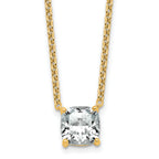 14k 2 1/2 carat Lab Grown Diamond VS+ F+ Cushion Complete 18 inch Four Prong Pendant Necklace