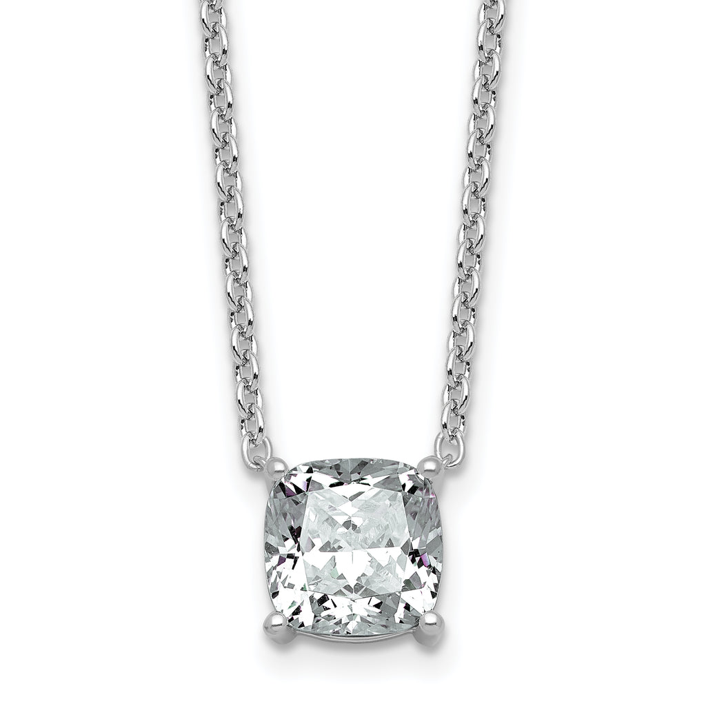 14k White Gold 3 carat Lab Grown Diamond VS+ F+ Cushion Complete 18 inch Four Prong Pendant Necklace