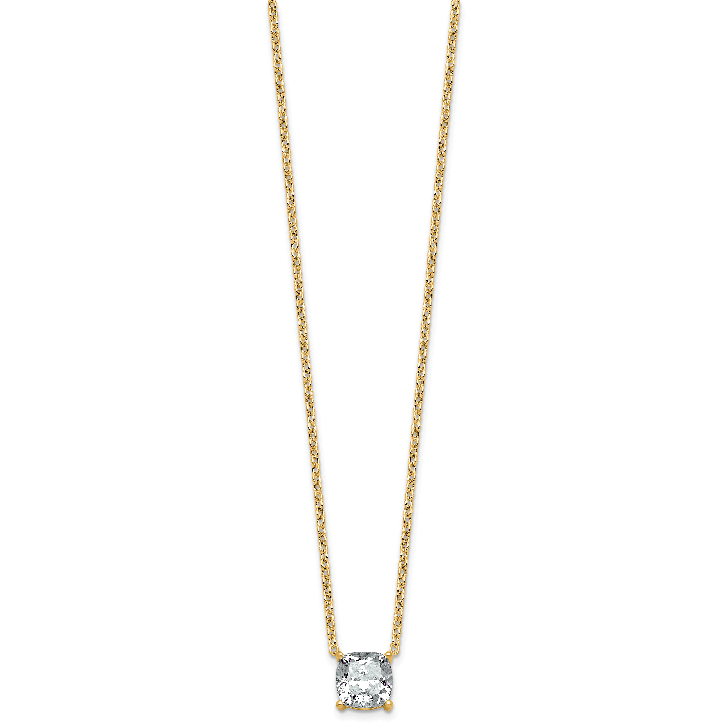 14k 3 carat Certified Lab Grown Diamond VS+ F+ Cushion Complete 18 inch Four Prong Pendant Necklace