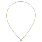 14k 3 carat Lab Grown Diamond VS+ F+ Cushion Complete 18 inch Four Prong Pendant Necklace