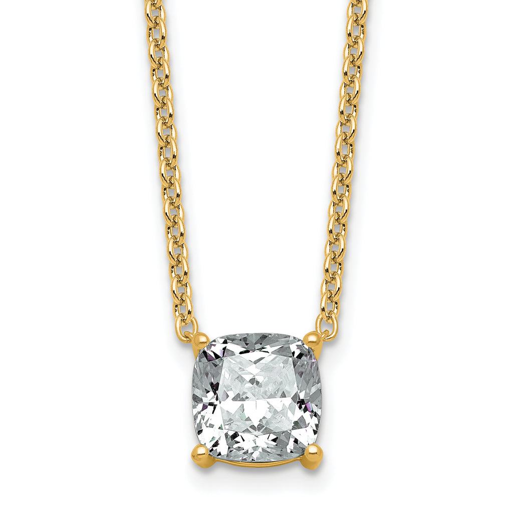 14k 3 carat Certified Lab Grown Diamond VS+ F+ Cushion Complete 18 inch Four Prong Pendant Necklace