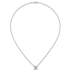 14k White Gold 3 1/2 carat Lab Grown Diamond VS+ F+ Cushion Complete 18 inch Four Prong Pendant Necklace